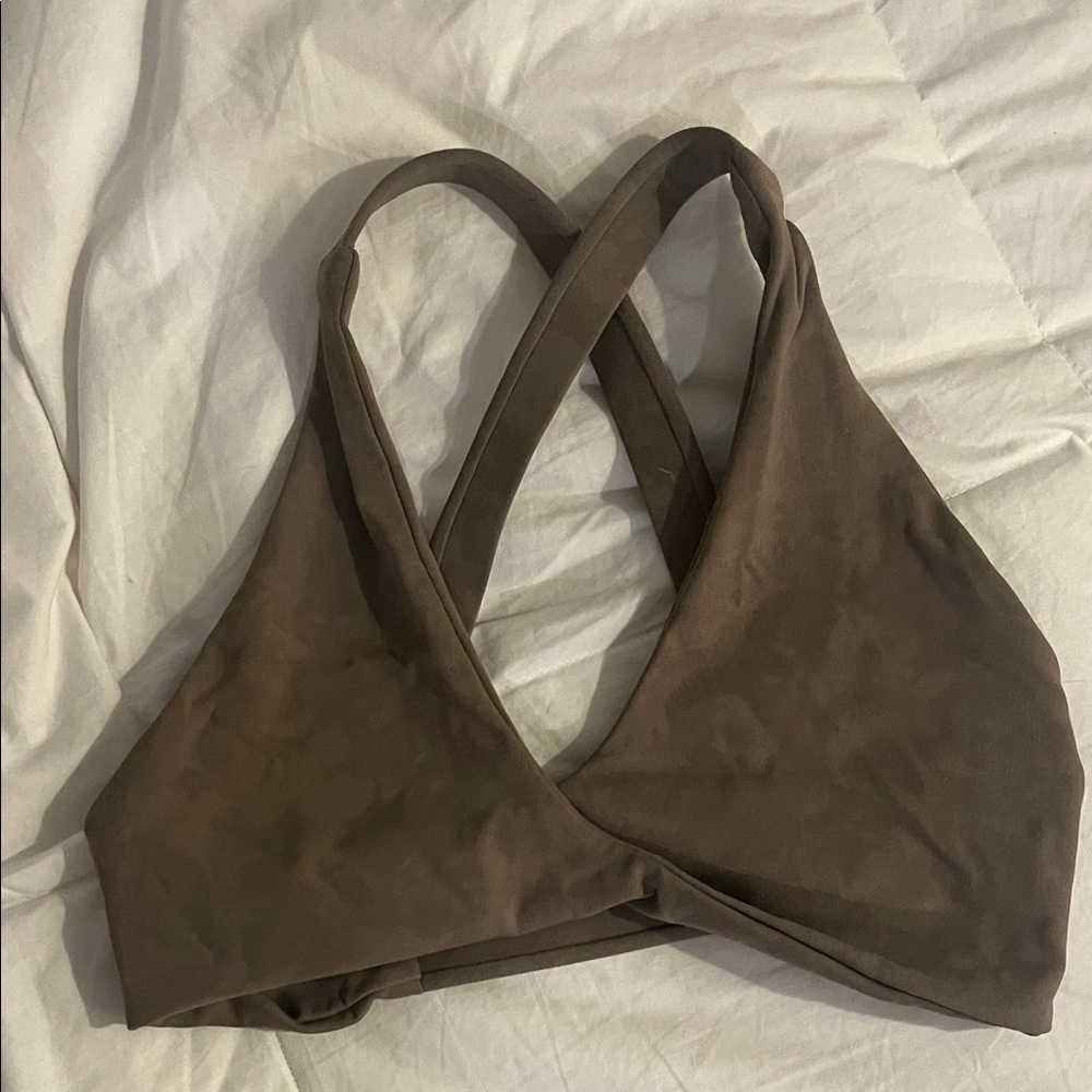 Crop Shop Boutique tan Sports Bra